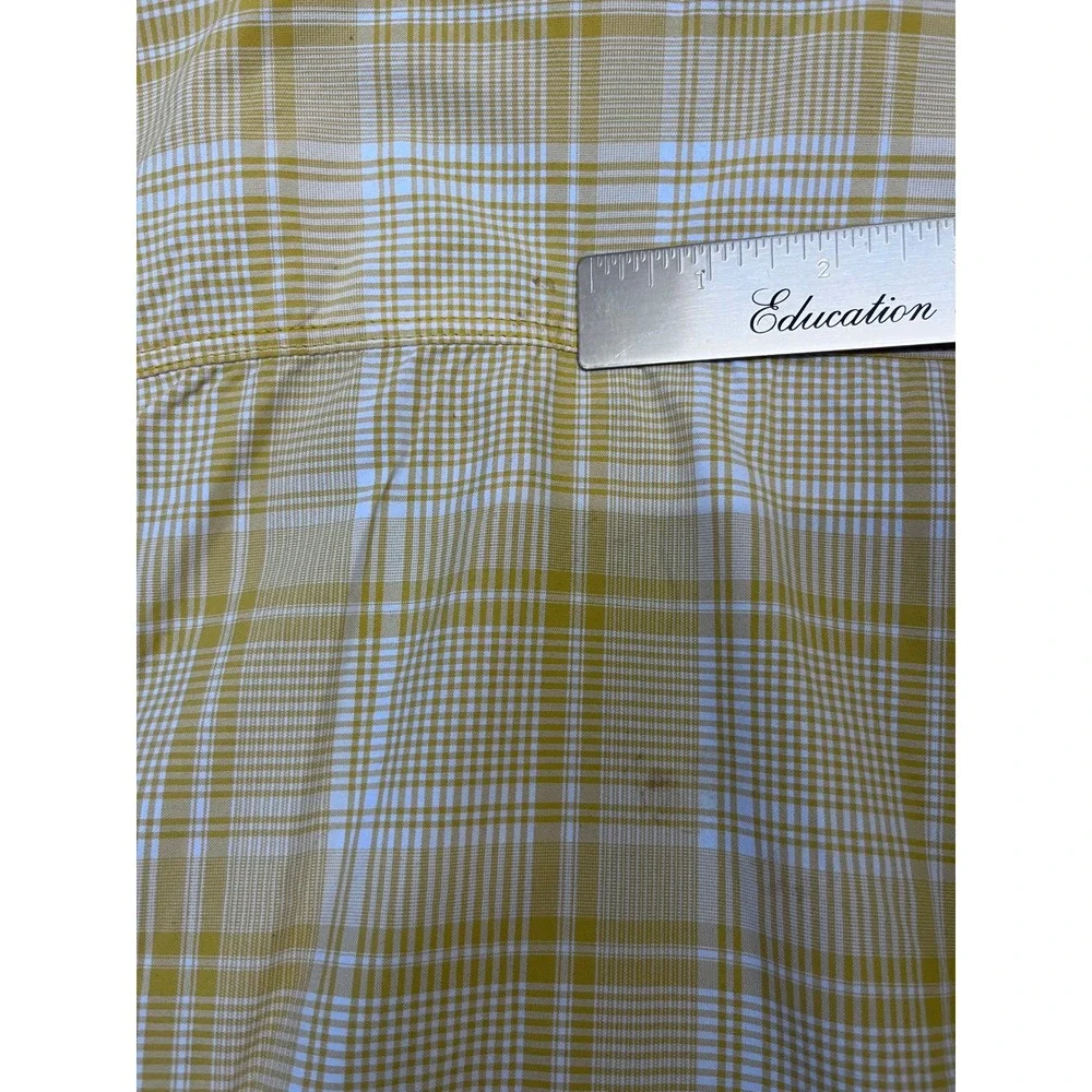 The North Face Mens Yellow Plaid Short Sleeve Hiking Button Up Shirt Size Medium